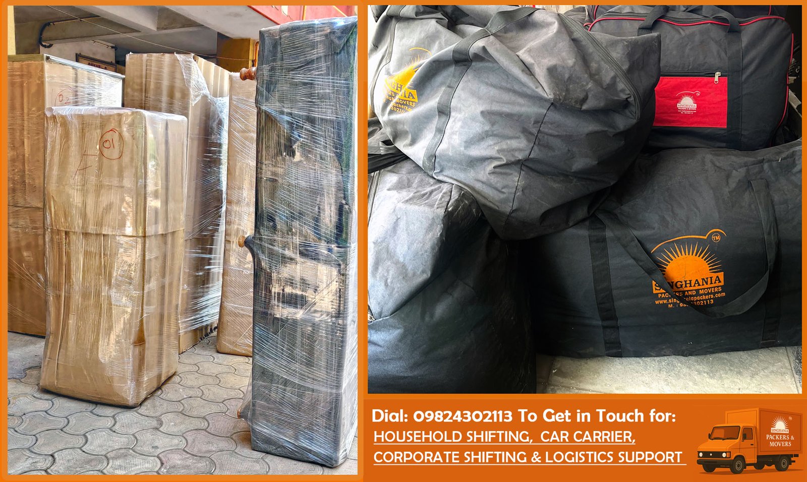 Secure packing and protection for household furniture and goods during shifting