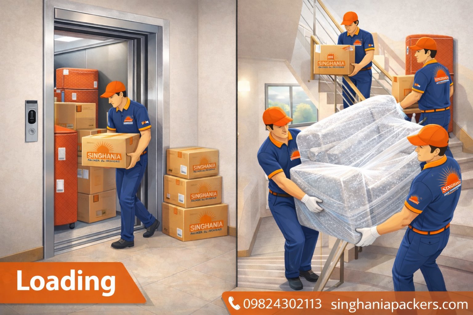 Safe loading for home relocation with stable stacking and careful handling