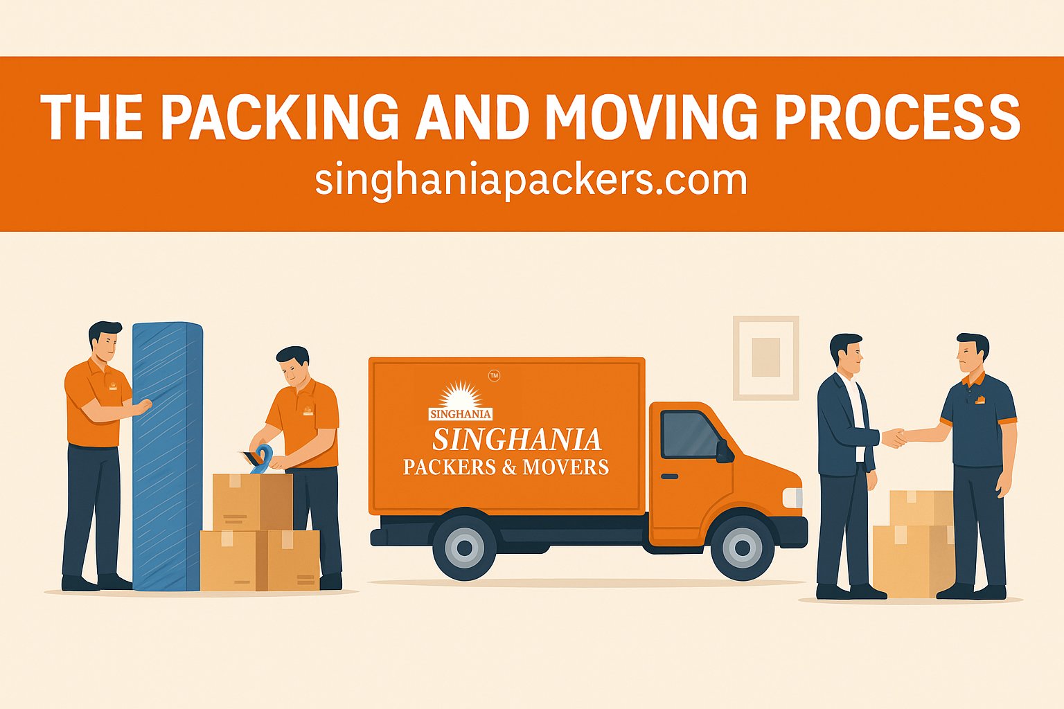 Step by step packers and movers process in India - packing loading transportation unloading - Singhania Packers and Movers